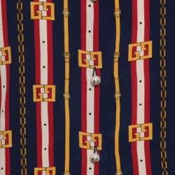 Pre Owned قميص غوتشي حرير مخطط جي جي متعدد الألوان بطوق أمامي بفينوكة مقاس وسط ( ميديوم )