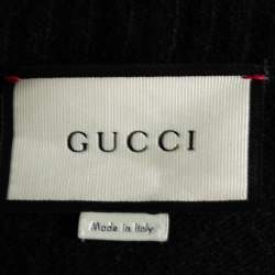 Pre Owned Gucci Black Wool Front Button Web Trim Lurex Long Sleeve Sweater S