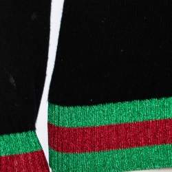 Pre Owned Gucci Black Wool Front Button Web Trim Lurex Long Sleeve Sweater S