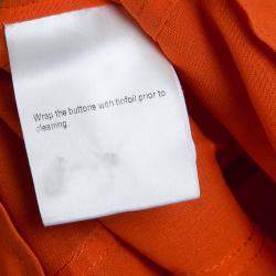 مملوكة مسبقًا Gucci Orange Front Tie Detail Short Sleeve Cotton Blouse  S