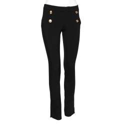 Pre Owned Gucci Black Crepe Button Detail Tapered Leg Pants S