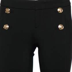 Pre Owned Gucci Black Crepe Button Detail Tapered Leg Pants S