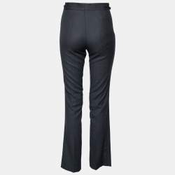 Pre Owned Gucci Vintage Grey Patterned Wool Buckle Detail Pants S