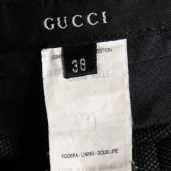 Pre Owned Gucci Vintage Grey Patterned Wool Buckle Detail Pants S
