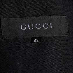 Pre Owned Gucci Vintage Black Linen Blend Button Front Jacket M