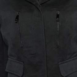 Pre Owned Gucci Vintage Black Linen Blend Button Front Jacket M