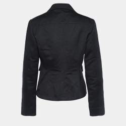 Pre Owned Gucci Vintage Black Linen Blend Button Front Jacket M
