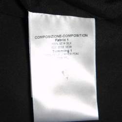 Pre Owned Gucci Black Silk & Leather Trimmed Chain Embellished Jacket M
