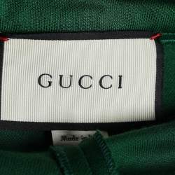 Pre Owned Gucci Green Jersey Knit Floral Embroidered Stirrup Leggings S