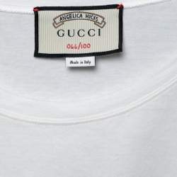 Gucci White Cotton Angelica Hicks Printed Limited Edition Crew Neck Top M