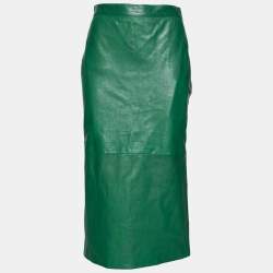 Gucci Green Leather Pencil Midi Skirt M