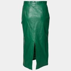 Gucci Green Leather Pencil Midi Skirt M