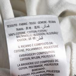 Pre Owned Gucci White Logo Printed & Embroidered Cotton Distressed T-Shirt XS