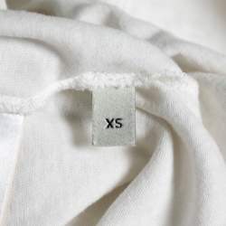 Pre Owned Gucci White Logo Printed & Embroidered Cotton Distressed T-Shirt XS