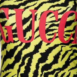 Gucci Black and Yellow Zebra Print Sparkling Swimsuit M