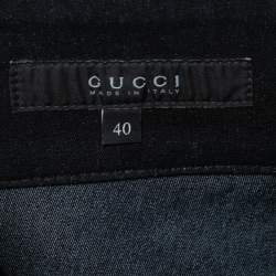 Pre Owned Gucci Navy Blue Cotton Belted Jeans S