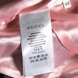 Gucci Black Leather Web Detail Trim Bow Tie Studded Collar Jacket M
