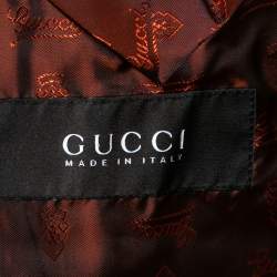 Pre Owned Gucci Red Synthetic Web Line Safari Coat L