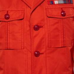 Pre Owned Gucci Red Synthetic Web Line Safari Coat L