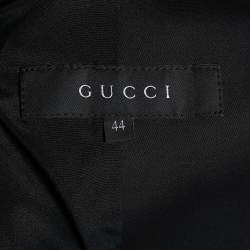 Pre Owned Gucci Black Cotton Long Sleeve Belted Zip Front Jacket M