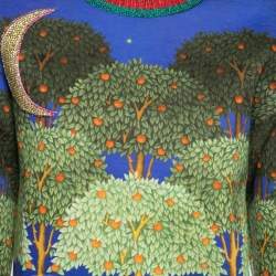 Pre Owned Gucci Blue Night Garden Print Cotton Crew Neck Sweatshirt S