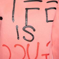 Pre Owned Gucci Pink Cotton Life Is Gucci Spray Painted Sweatshirt M
