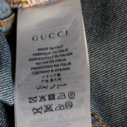 Pre Owned Gucci Navy Blue Cotton Embroidered Jeans S