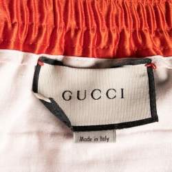 Pre Owned Gucci Orange Silk Gucci Stripe Jogging Pants L