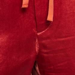 Pre Owned Gucci Orange Silk Gucci Stripe Jogging Pants L
