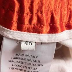 Pre Owned Gucci Orange Silk Gucci Stripe Jogging Pants L