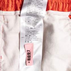 Pre Owned Gucci Orange Silk Gucci Stripe Jogging Pants L