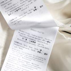 Pre Owned Valentino White and Black Windowpane Check Printed Silk Trousers L