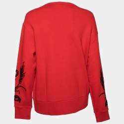 Pre Owned Gucci Red Knit Logo and Sequin Embellished Sweater XS