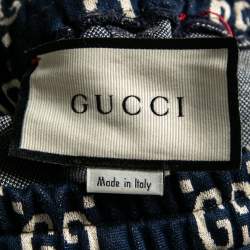 Pre Owned Gucci Navy Blue GG Cotton Jogging Pants XXS