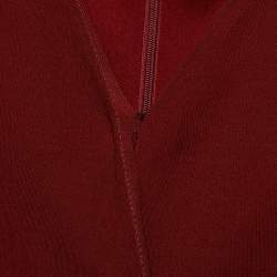 Gucci Crepe Burgundy Bow Waist Detailed Long Sleeve Dress S