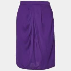 Gucci Purple Silk Pleat Detailed Short Skirt M