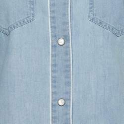 Pre Owned قميص غوتشي دينم أزرق فاتح بأزرار أمامية مقاس صغير - سمول