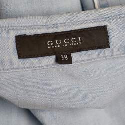 Pre Owned قميص غوتشي دينم أزرق فاتح بأزرار أمامية مقاس صغير - سمول