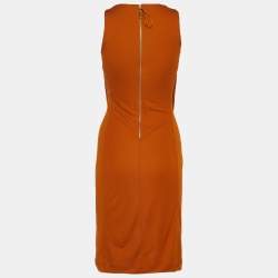Gucci Mustard Yellow Crepe Faux Wrap Sleeveless Dress M