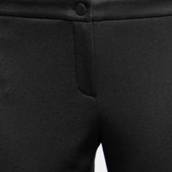 Pre Owned Gucci Black Jersey Web Stripe Trim Floral Appliqued Leggings M