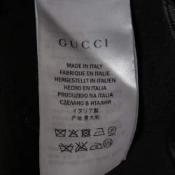 Pre Owned Gucci Navy Blue Knit Crystal Embroidered Dragonfly Patch Sweater XS