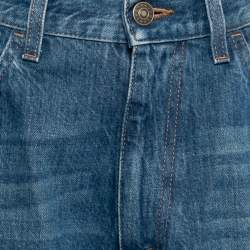 مملوكة مسبقًا Gucci Blue Denim Floral Embroidered Straight Leg Jeans L