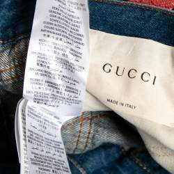 مملوكة مسبقًا Gucci Blue Denim Floral Embroidered Straight Leg Jeans L