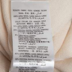 Pre Owned Gucci Cream Wool Lurex Web Stripe Trimmed Button Front Cardigan XL
