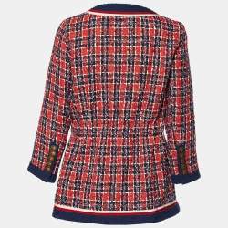 Pre Owned Gucci Red & Blue Tweed Jacket M