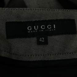 Pre Owned Gucci Grey Wool Buckle Detail Tailored Trousers M