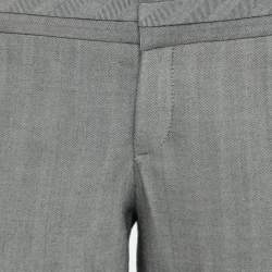 Pre Owned Gucci Grey Wool Buckle Detail Tailored Trousers M