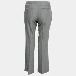 Pre Owned Gucci Grey Wool Buckle Detail Tailored Trousers M