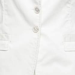 Pre Owned Gucci White Cotton Long Sleeve Blazer M