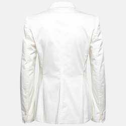 Pre Owned Gucci White Cotton Long Sleeve Blazer M
